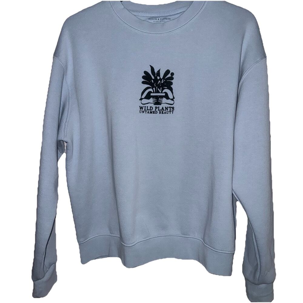 Denim & Flower Men’s Wild Plants Untamed Beauty NWOT Sweatshirt, Lt Blue~SOFT